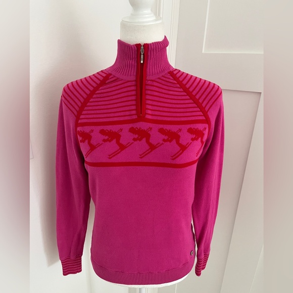 $195 NILS Womens Skier 3 Ski Sweater Sz S Pink Fushia Red *Q8 - Picture 1 of 3